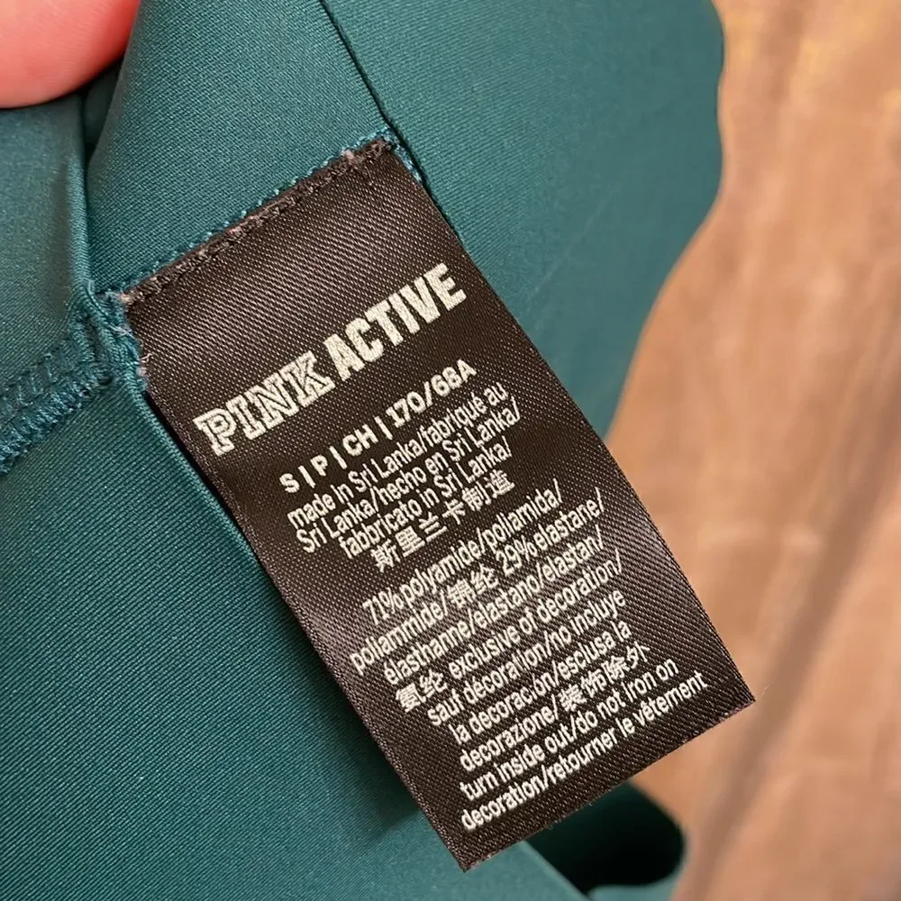 PINK Victorias Secret teal green active leggings with phone pocket, size S NWOT - Picture 6 of 6